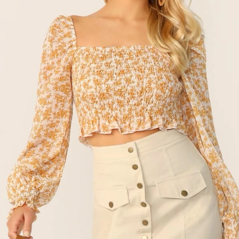 FLORAL CROP TOP - size L SHEIN